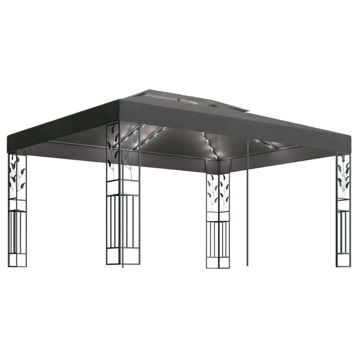 Gazebo con Tetto Doppio e Luci LED 3x4 m Antracite  cod mxl 47178