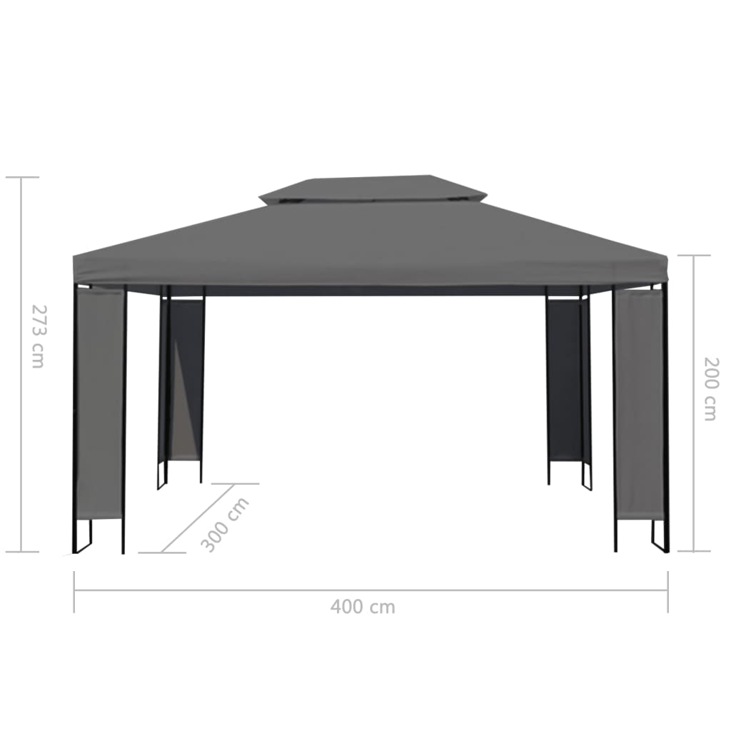 Gazebo con Stringa di Luci LED Antracite 3x4 m