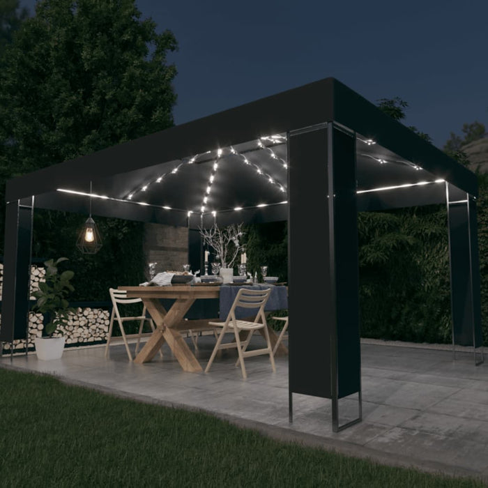 Gazebo con Stringa di Luci LED Antracite 3x4 m