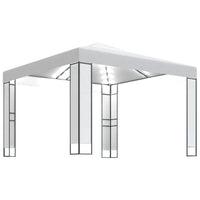 Gazebo con Tetto Doppio e Stringa di Luci LED 3x3 m Bianco cod mxl 66305