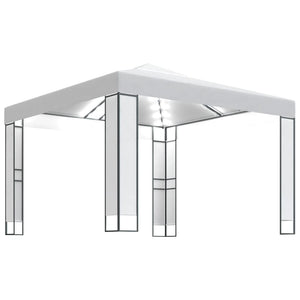 Gazebo con Tetto Doppio e Stringa di Luci LED 3x3 m Bianco 3070302