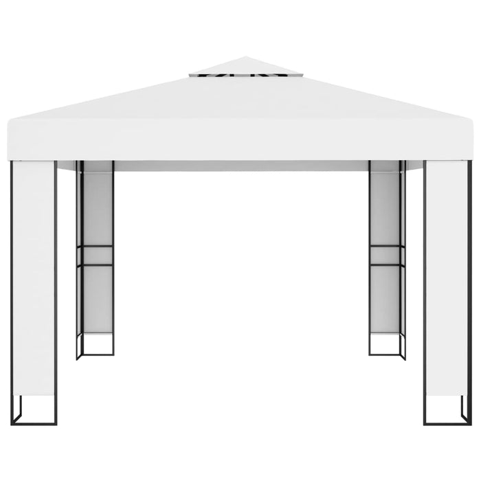 Gazebo con Tetto Doppio e Stringa di Luci LED 3x3 m Bianco cod mxl 66305