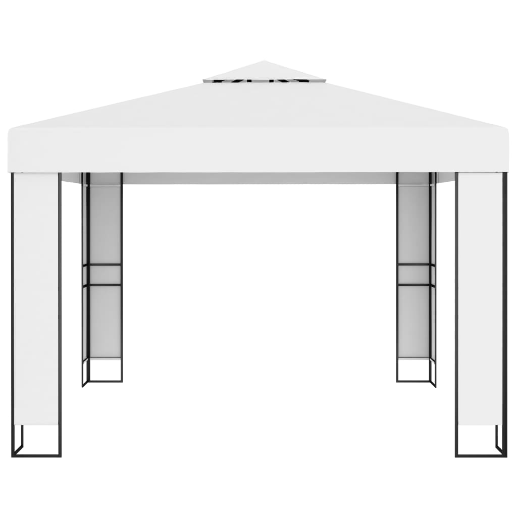 Gazebo con Tetto Doppio e Stringa di Luci LED 3x3 m Bianco 3070302