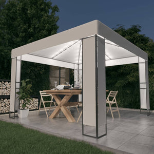 Gazebo con Tetto Doppio e Stringa di Luci LED 3x3 m Bianco cod mxl 66305