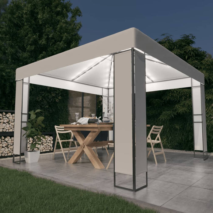 Gazebo con Tetto Doppio e Stringa di Luci LED 3x3 m Bianco 3070302