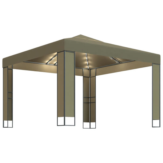 Gazebo con Tetto Doppio e Luci LED 3x3x2,7 m Grigio Talpa 3070303