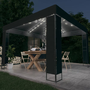 Gazebo con Tetto Doppio e Stringa di Luci LED 3x3 m Antracite 3070304