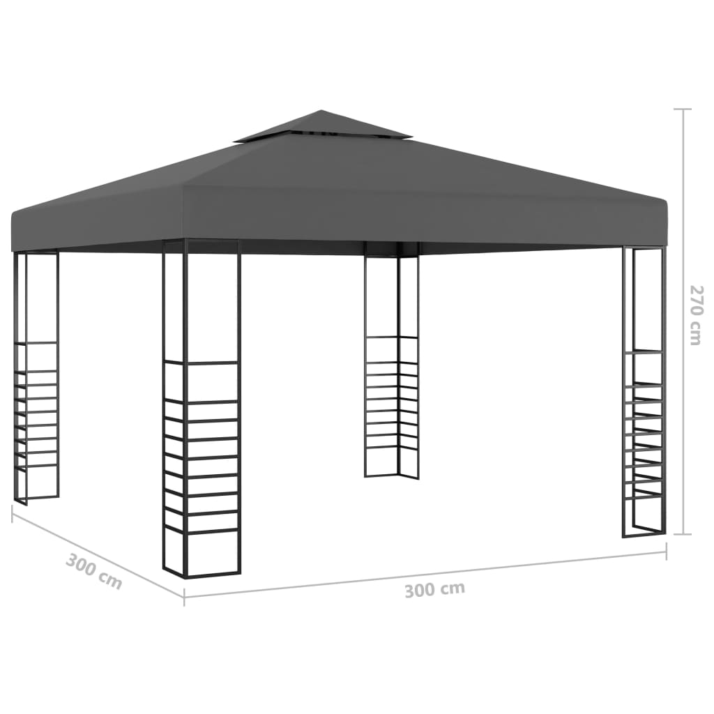 Gazebo da Giardino con Luci LED a Stringa 3x3 m Antracite 3070306