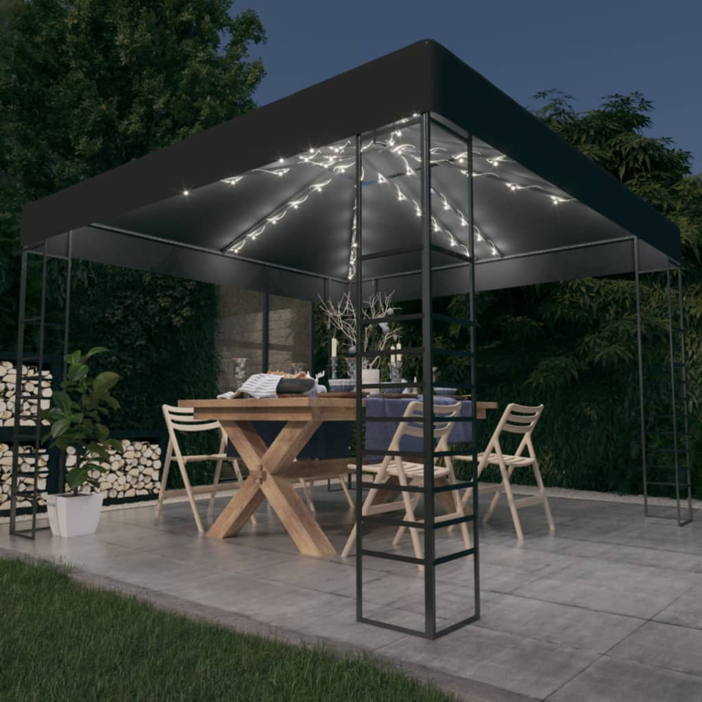 Gazebo da Giardino con Luci LED a Stringa 3x3 m Antracite 3070306