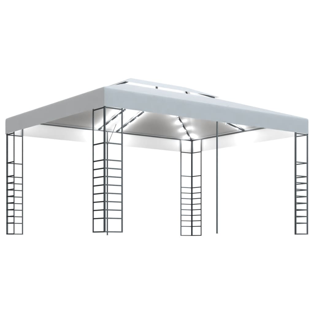 Gazebo con Stringa di Luci LED 4x3x2,7 m Bianco 3070307