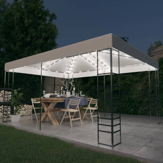 Gazebo con Stringa di Luci LED 4x3x2,7 m Bianco 3070307