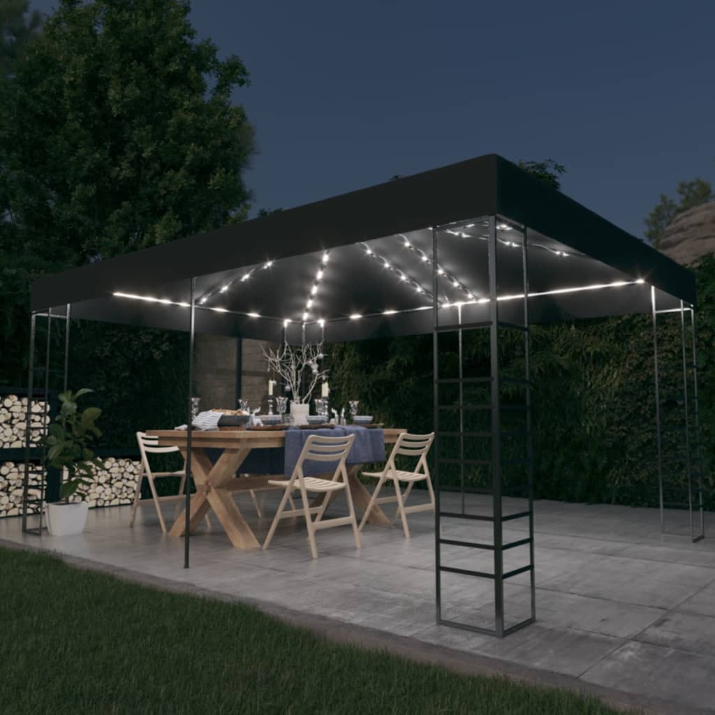 Gazebo con Stringa di Luci LED 3x4 m Antracite 3070308