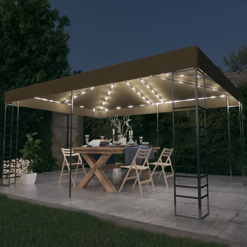 Gazebo con Luci LED a Stringa 3x4 m Grigio Talpacod mxl 72719