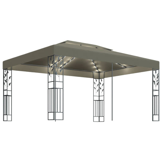 Gazebo con Tetto Doppio e Luci LED 3x4 m Grigio Talpa 3070313