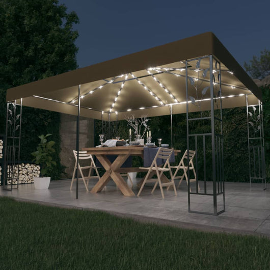 Gazebo con Tetto Doppio e Luci LED 3x4 m Grigio Talpa 3070313