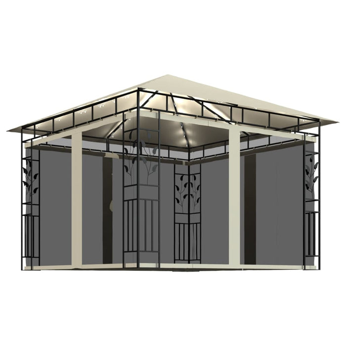 Gazebo con Zanzariera e Luci LED 3x3x2,73 m Crema  cod mxl 66195