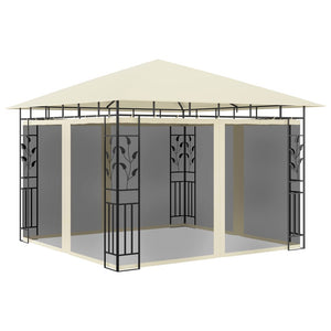 Gazebo con Zanzariera e Luci LED 3x3x2,73 m Crema  cod mxl 66195