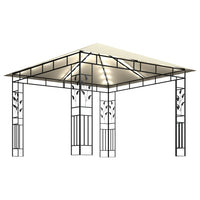 Gazebo con Zanzariera e Luci LED 3x3x2,73 m Crema  cod mxl 66195