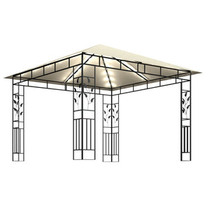 Gazebo con Zanzariera e Luci LED 3x3x2,73 m Crema 3070314