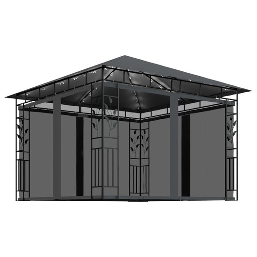 Gazebo con Zanzariera e Luci LED 3x3x2,73 m Antracite 3070316