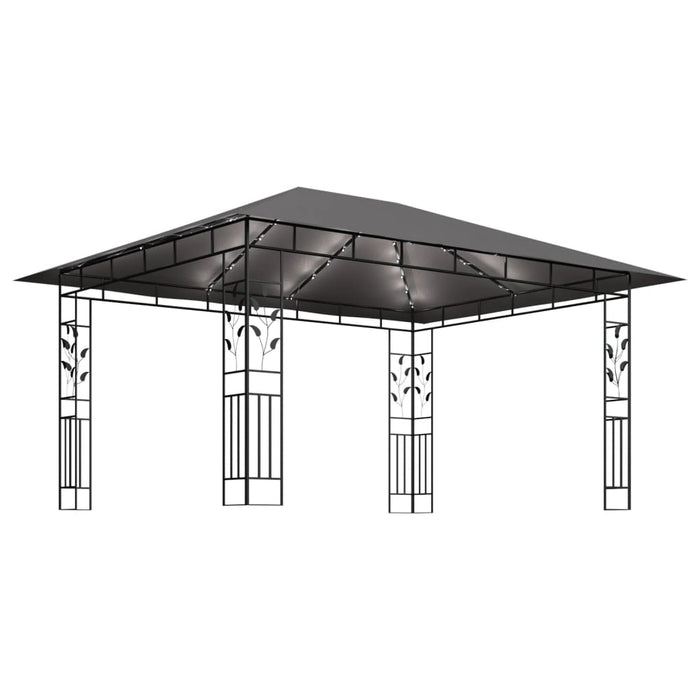 Gazebo con Zanzariera e Luci LED 4x3x2,73 m Antracite  cod mxl 54763