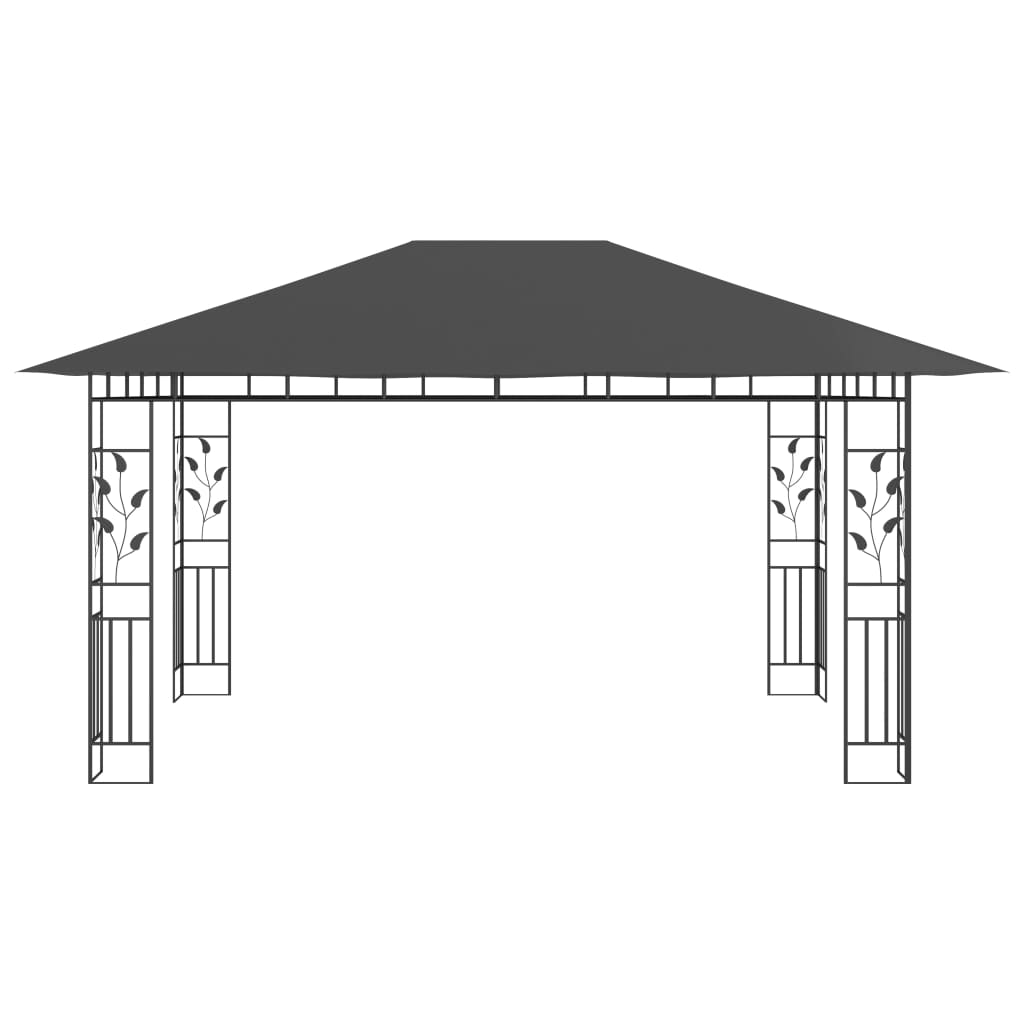 Gazebo con Zanzariera e Luci LED 4x3x2,73 m Antracite  cod mxl 54763