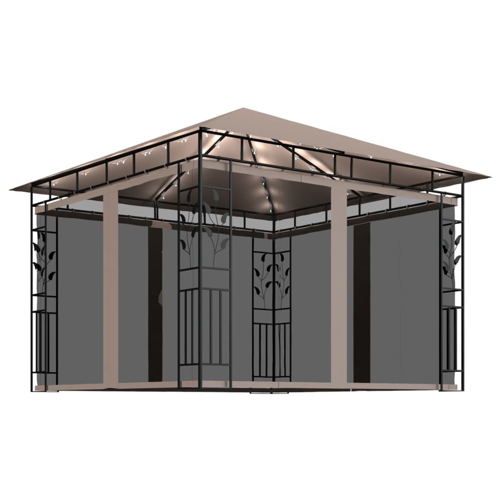 Gazebo con Zanzariera Luci LED 3x3x2,73 m Grigio Talpa 3070318