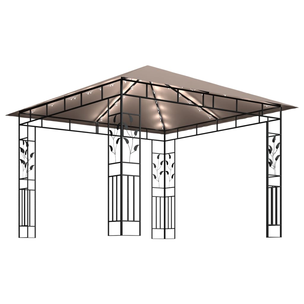 Gazebo con Zanzariera Luci LED 3x3x2,73 m Grigio Talpa 3070318