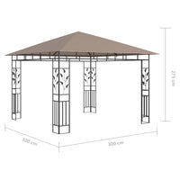 Gazebo con Zanzariera Luci LED 3x3x2,73 m Grigio Talpa 3070318