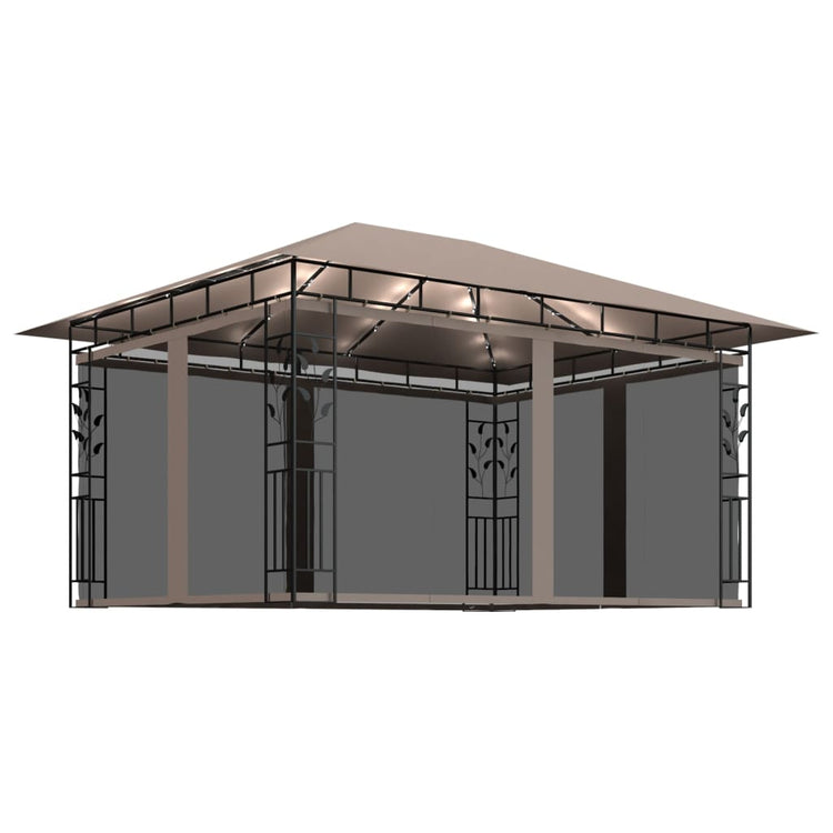 Gazebo con Zanzariera Luci LED 4x3x2,73 m Grigio Talpa cod mxl 56176