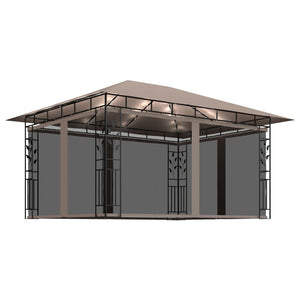 Gazebo con Zanzariera Luci LED 4x3x2,73 m Grigio Talpa 3070319