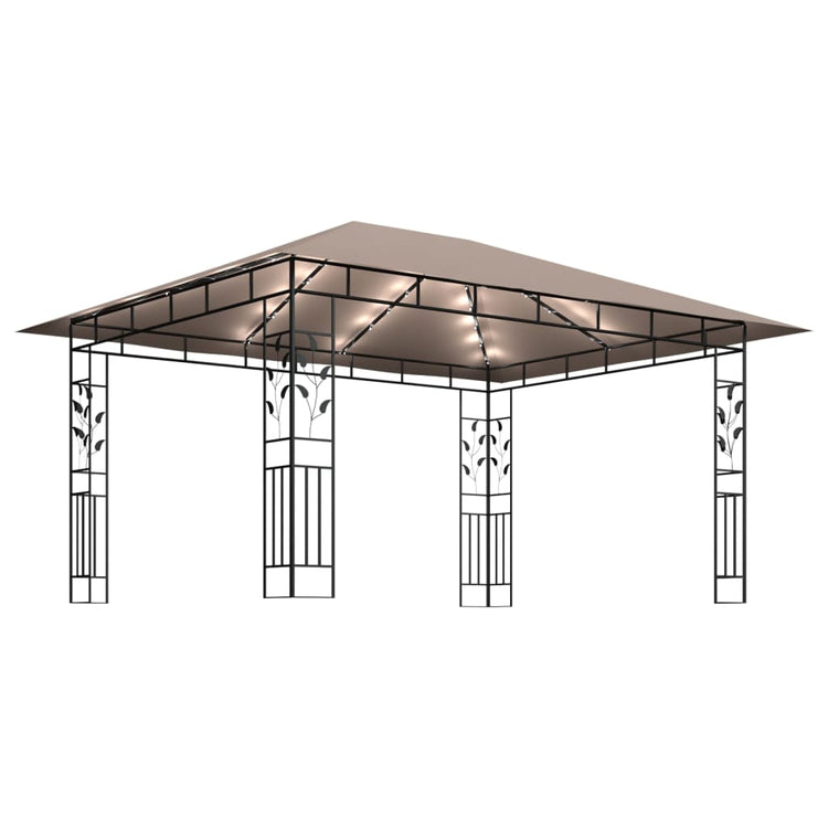 Gazebo con Zanzariera Luci LED 4x3x2,73 m Grigio Talpa cod mxl 56176