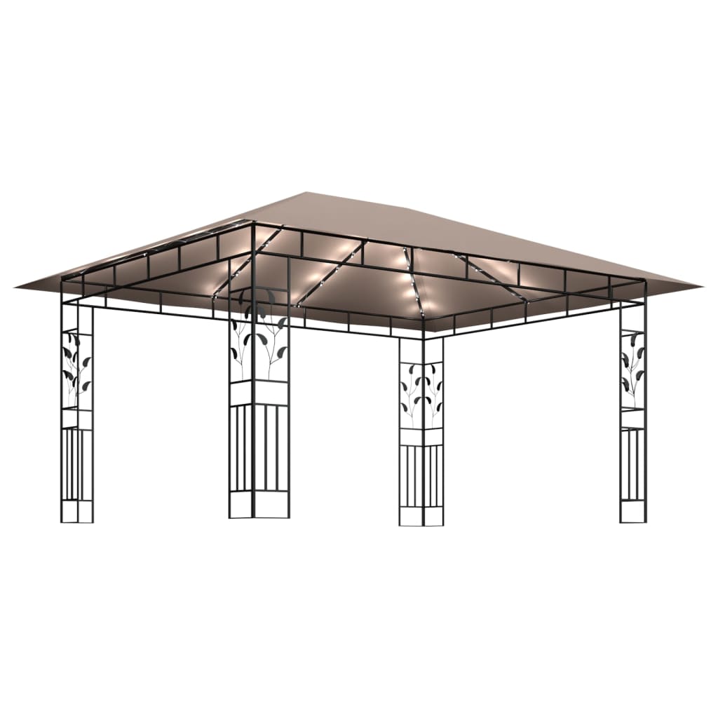 Gazebo con Zanzariera Luci LED 4x3x2,73 m Grigio Talpa 3070319