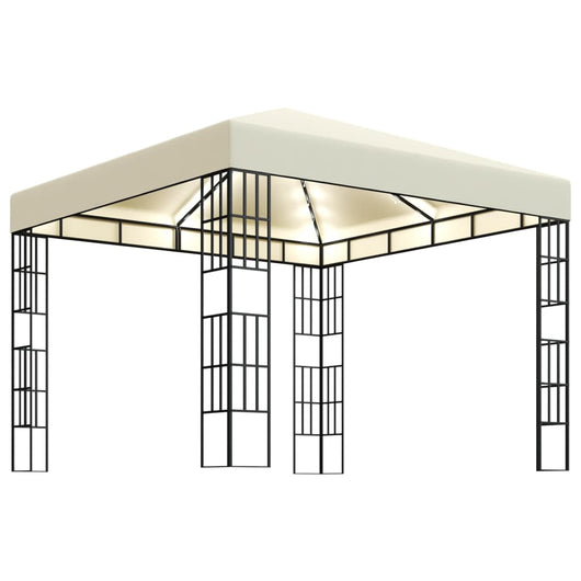 Gazebo con Stringa di Luci LED 3x3 m Crema 3070320