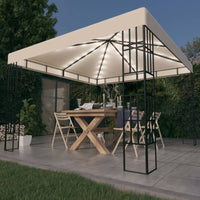 Gazebo con Stringa di Luci LED 3x3 m Crema 3070320