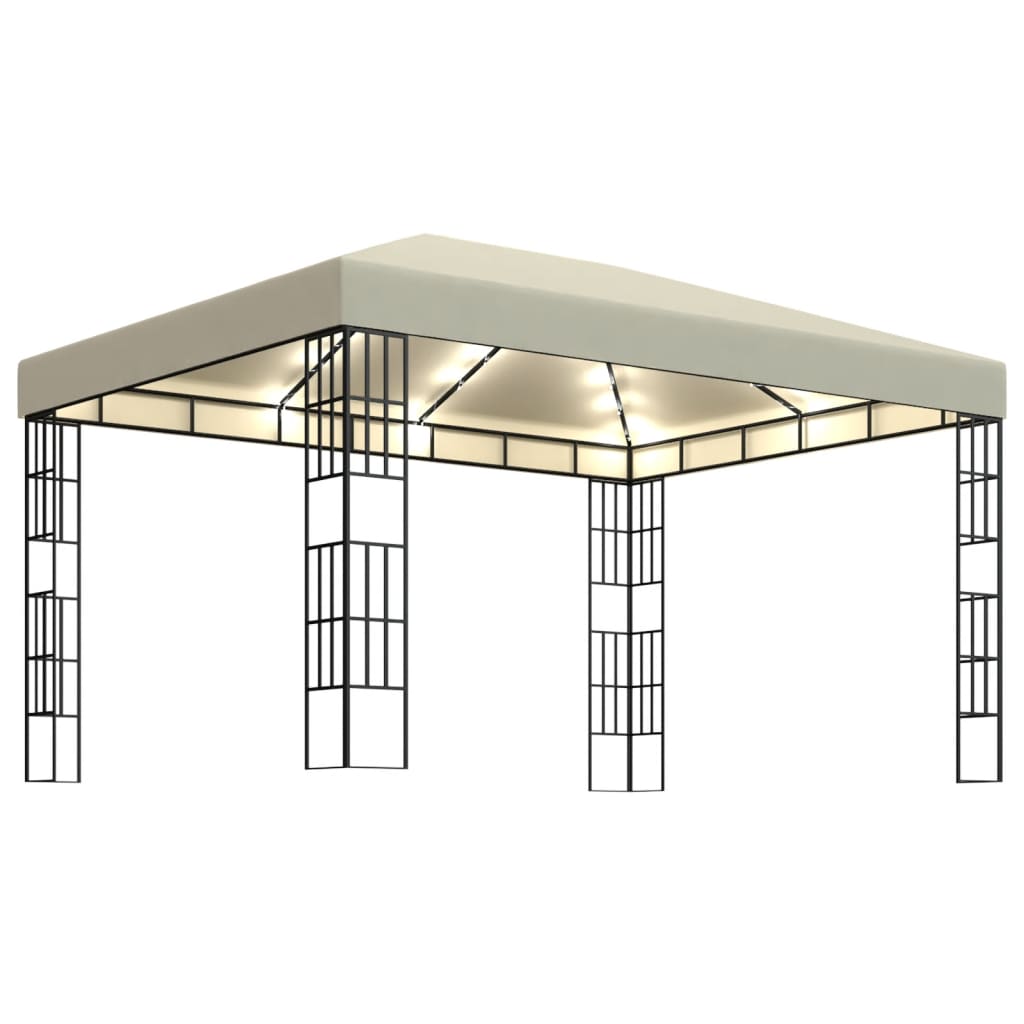 Gazebo con Stringa di Luci LED 3x4 m Crema 3070321