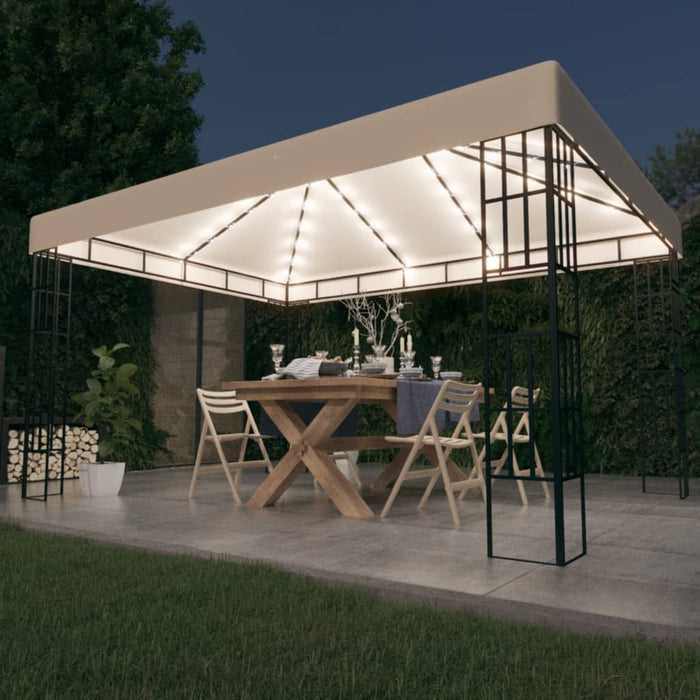 Gazebo con Stringa di Luci LED 3x4 m Crema cod mxl 66029