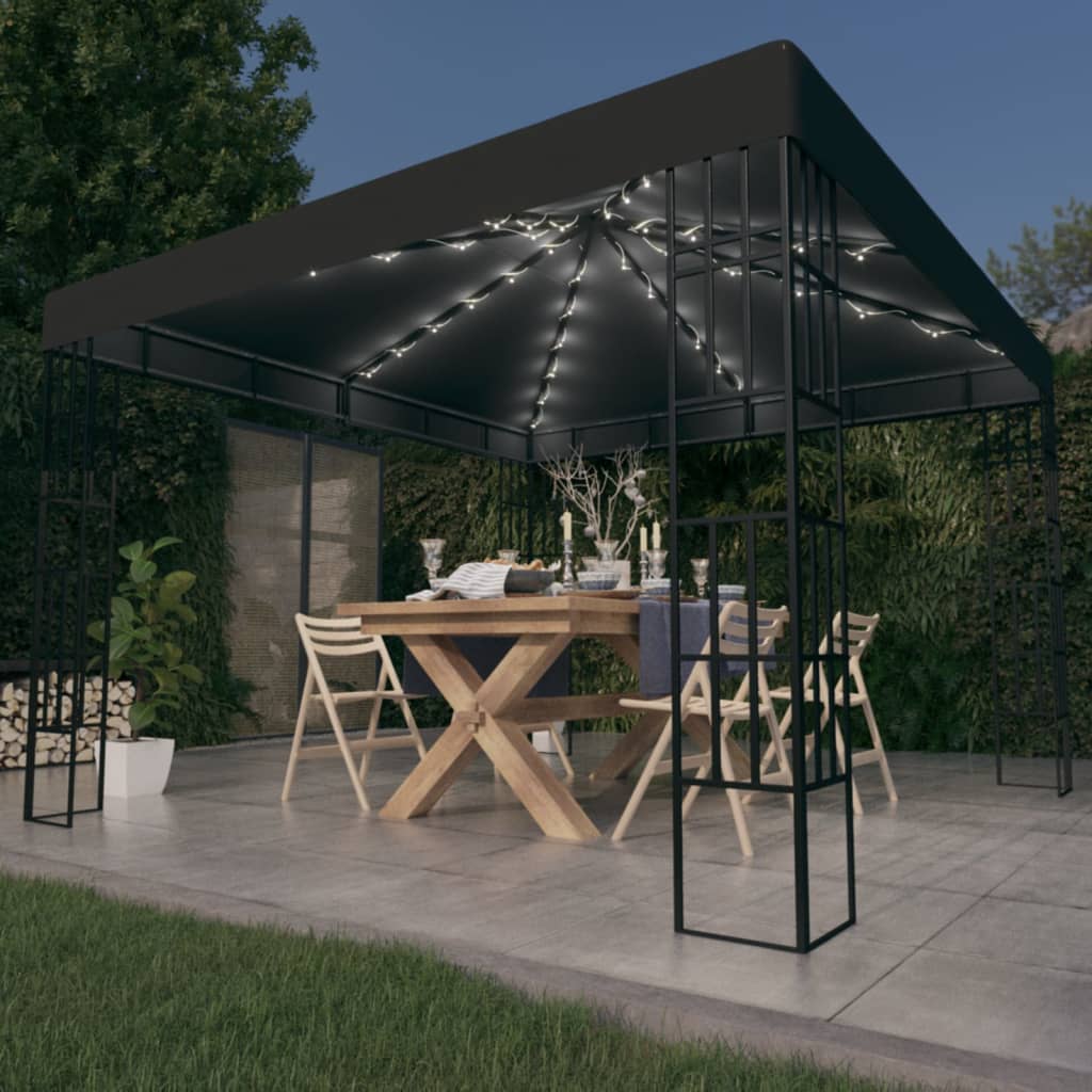 Gazebo con Stringa di Luci LED 3x3 m Antracite 3070322