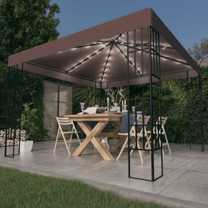 Gazebo con Luci a Stringa LED 3x3 m Grigio Talpa 3070324