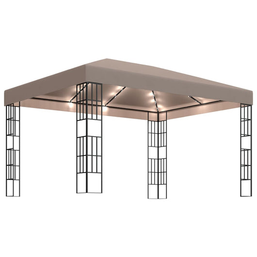 Gazebo con Luci a Stringa LED 4x3 m Grigio Talpa 3070325