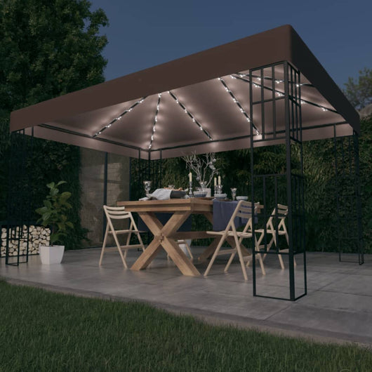 Gazebo con Luci a Stringa LED 4x3 m Grigio Talpa 3070325