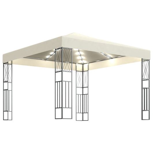 Gazebo con Stringa di Luci LED 3x3 m in Tessuto Crema 3070326