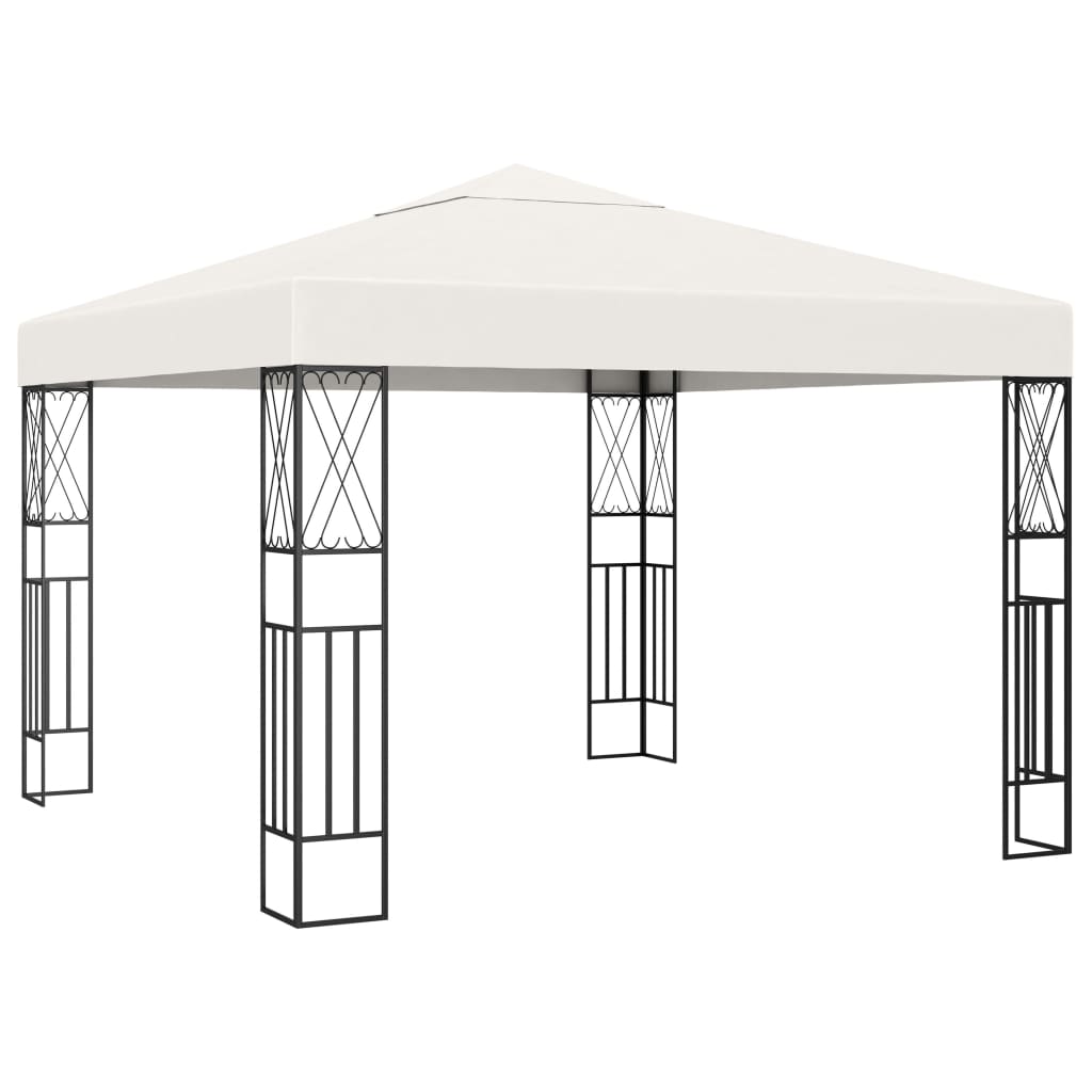 Gazebo con Stringa di Luci LED 3x3 m in Tessuto Crema 3070326