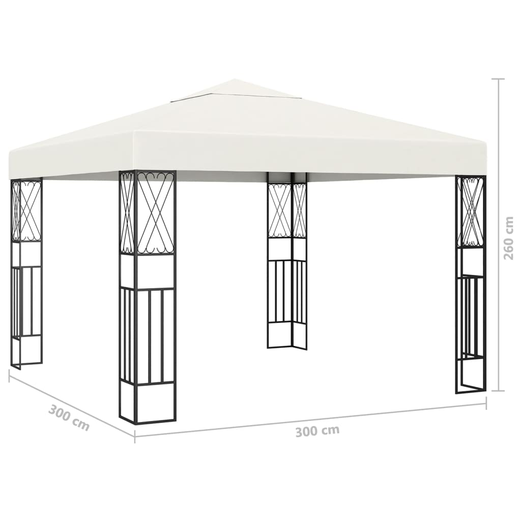 Gazebo con Stringa di Luci LED 3x3 m in Tessuto Crema 3070326