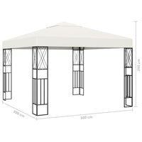 Gazebo con Stringa di Luci LED 3x3 m in Tessuto Crema 3070326