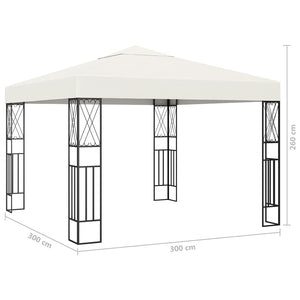 Gazebo con Stringa di Luci LED 3x3 m in Tessuto Crema 3070326