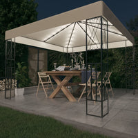 Gazebo con Stringa di Luci LED 3x3 m in Tessuto Crema 3070326