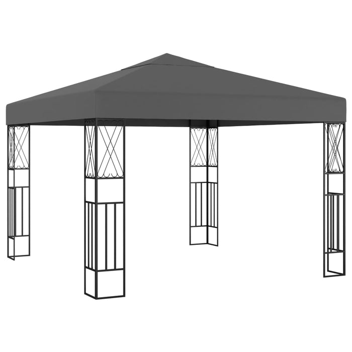 Gazebo con Stringa di Luci LED 3x3 m in Tessuto Antracite 3070327