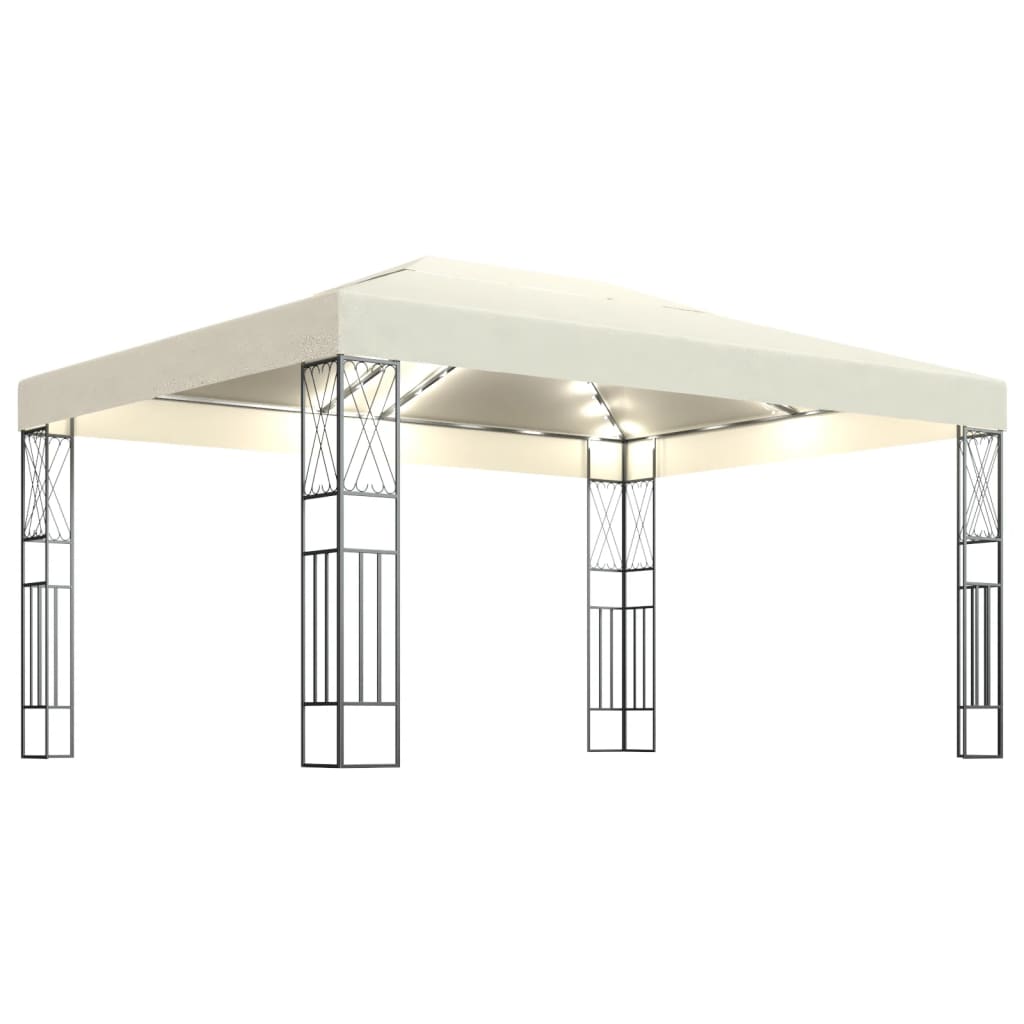 Gazebo con Stringa di Luci LED 3x4 m in Tessuto Crema 3070328