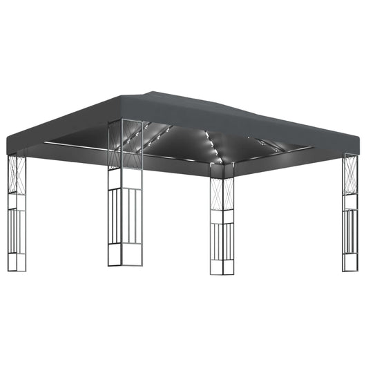 Gazebo con Stringa di Luci LED 3x4 m in Tessuto Antracite cod mxl 66064